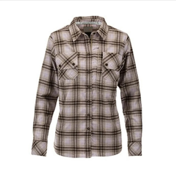 5.11 Tactical Hera womens Plaid flannel Shirt Small Casual Brown Lavender - Picture 1 of 7